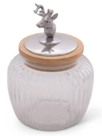 Antler (Pewter, Hollowware) Medium Glass Canister & Metal Lid