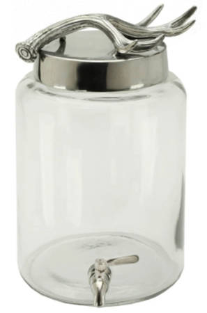 Antler (Pewter, Hollowware) Glass Beverage Server with Metal Lid