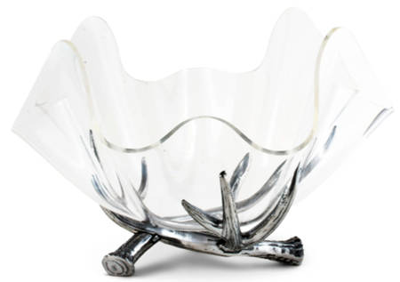Antler (Pewter, Hollowware) 14" Acrylic Bowl with Metal Stand