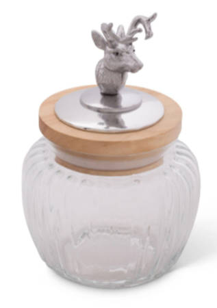 Antler (Pewter, Hollowware) Small Glass Canister & Metal Lid