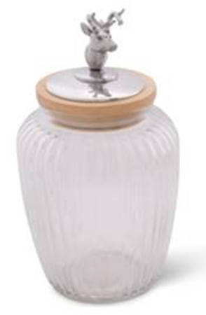 Antler (Pewter, Hollowware) Large Glass Canister & Metal Lid