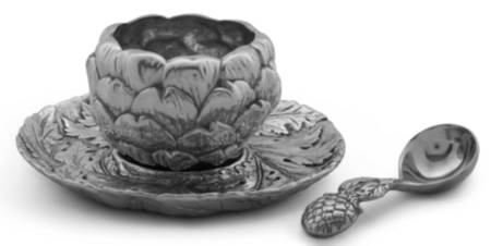 Organic Garden (Aluminum, Hollowware) Condiment Bowl & Underplate with Spoon