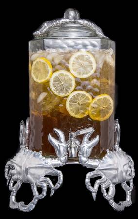 Wonders of the Water (Aluminum, Serveware) Glass Beverage Server & Lid w/Metal Stand