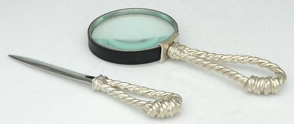 Rope (Nickelplate, Hollowware) Magnifying Glass & Letter Opener Set
