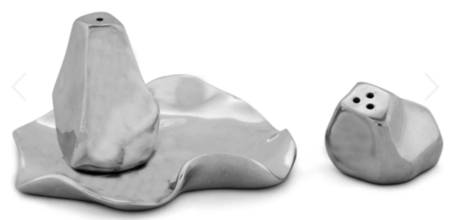 Carmel (Aluminum, Hollowware) Salt & Pepper with Tray Set