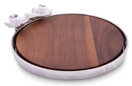 Dogwood (Aluminum, Hollowware) Cheese Tray with Wood Insert