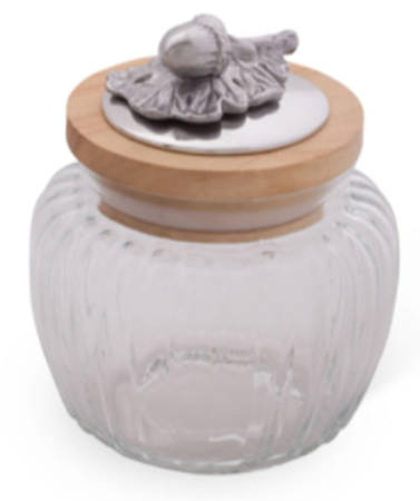 Forest (Aluminum, Hollowware) Small Glass Canister & Metal Lid