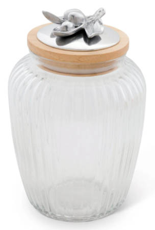Olive Grove (Aluminum, Hollowware) Large Glass Canister & Metal Lid
