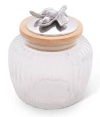 Olive Grove (Aluminum, Hollowware) Small Glass Canister & Metal Lid