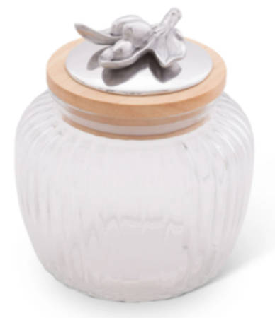 Olive Grove (Aluminum, Hollowware) Medium Glass Canister & Metal Lid