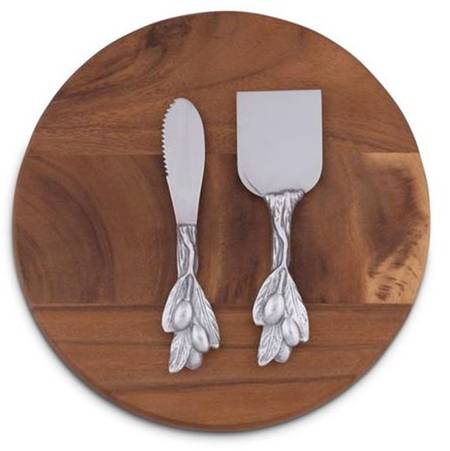 Olive Grove (Aluminum, Hollowware) Wood Cheese Board with Knife & Plane