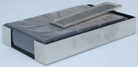 Hammertone (Nickelplate, Hollowware) Rectangular Towel Holder with Guest Towels & Weight