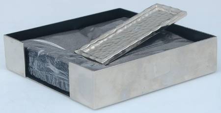 Hammertone (Nickelplate, Hollowware) Square Napkin Holder with Napkins&Weight