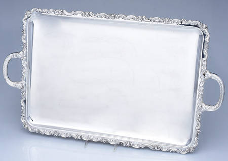AHD2 (Sterling, Hollowware) Large Silverplate Waiter Tray