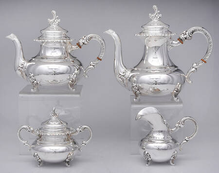 AHD3 (Sterling, Hollowware) 4 Piece Tea Set (SCP, STP, SCR, SSU)