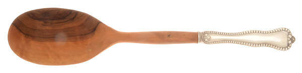 Bead (Sterling) Salad Serving Spoon with Wooden Bowl