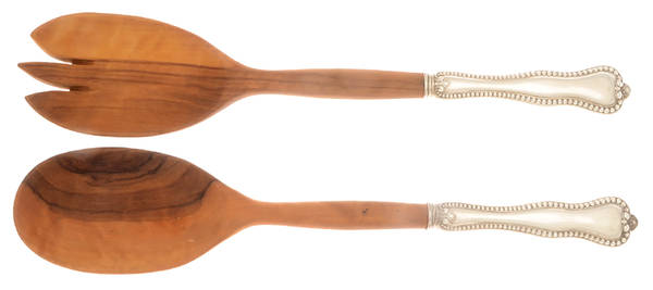 Bead (Sterling) Wooden Bowl 2-Piece Salad Set
