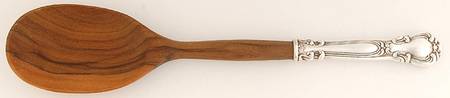 Chantilly (Sterling, No Monograms) Salad Serving Spoon with Wooden Bowl