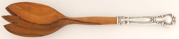 Chantilly (Sterling, No Monograms) Salad Serving Fork with Wooden Prongs