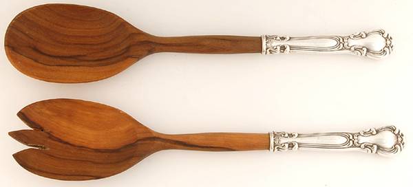 Chantilly (Sterling, No Monograms) Wooden Bowl 2-Piece Salad Set