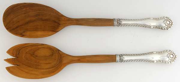 Gadroon (Sterling, No Monograms) Wooden Bowl 2-Piece Salad Set