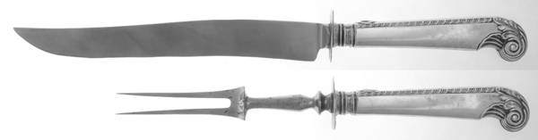 George II-Plain (Sterling, 1914) 2pc Carving-Lg W/Stnl Prongs,Strl Guard,Pistol Hdl
