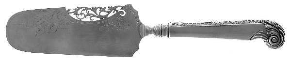 George II-Plain (Sterling, 1914) Server-Cake/Silverplate Blade-Pistol-Bright Cut