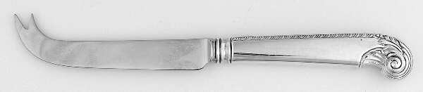 George II-Plain (Sterling, 1914) Cheese/Bar Knife W/Hollow Pistol Handle & 2 Prongs