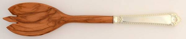 George II-Plain (Sterling, 1914) Salad Serving Fork with Wooden Prongs