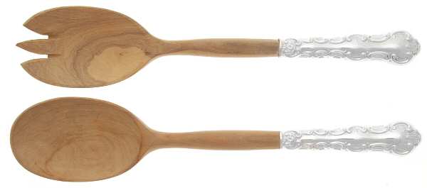 Louis De France (Silverplate) Wooden Bowl 2-Piece Salad Set