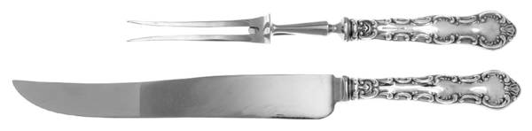 Louis De France (Silverplate) Large 2-Piece Roast Carving Set w/Stainless Blade