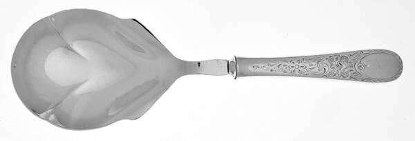 London Engraved (Sterling, 1914, No Monograms) Casserole Spoon with Silverplate Shell Bowl