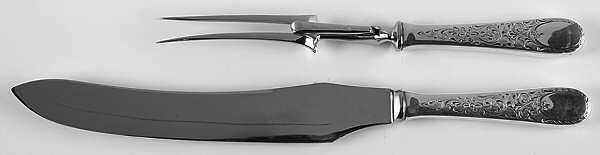 London Engraved (Sterling, 1914, No Monograms) Large 2-Piece Roast Carving Set w/Stainless Blade