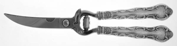 Pompadour (Sterling, 1914, No Monograms) Poultry Shears with Stainless Blades