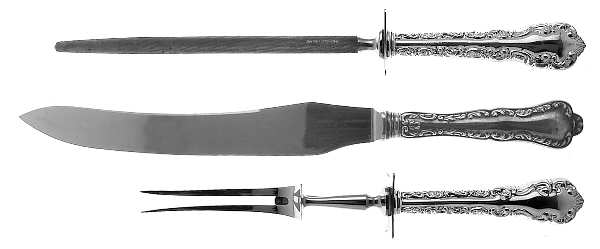 Louis XV (Sterling, 1914) Large 3-Piece Roast Carving Set w/ Stainless Blade
