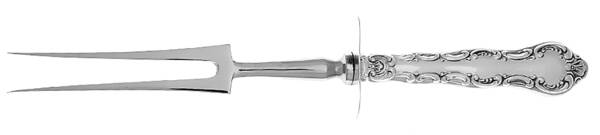 Pompadour (Sterling, 1914, No Monograms) Large Stainless-Prong Roast Carving Fork
