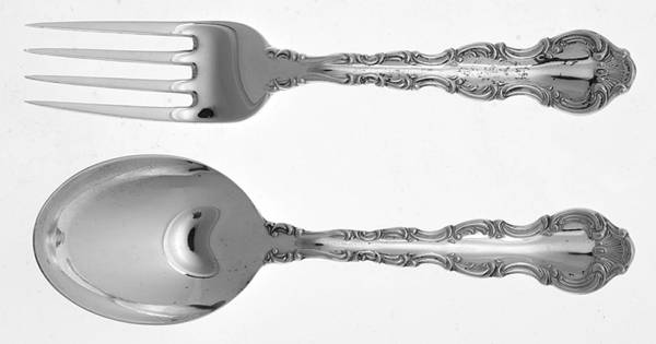 Pompadour (Sterling, 1914, No Monograms) 2 Pc Baby Set (BF, BS)