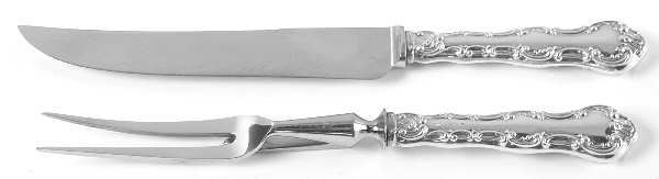 Pompadour (Sterling, 1914, No Monograms) Small Stainless Blade 2-Piece Steak Carving Set