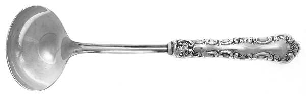 Pompadour (Sterling, 1914, No Monograms) Hollow Handle Gravy Ladle, Plate Bowl