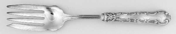 Pompadour (Sterling, 1914, No Monograms) Medium Cold Meat Serving Fork, Plated Tines