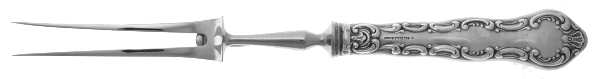 Pompadour (Sterling, 1914, No Monograms) Large Stainless-Prong Roast Carving Fork