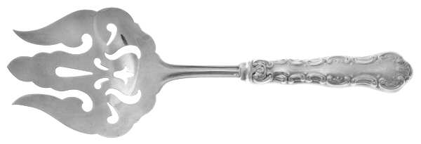 Pompadour (Sterling, 1914, No Monograms) Salad Serving Fork with Plated Prongs