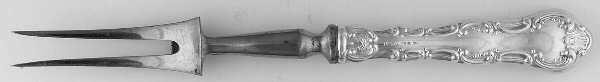 Pompadour (Sterling, 1914, No Monograms) Small Steak Carving Fork with Stainless Prongs