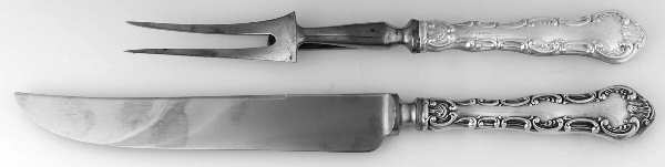 Pompadour (Sterling, 1914, No Monograms) Small 2-Piece Steak Carving Set w/Stainless Blade
