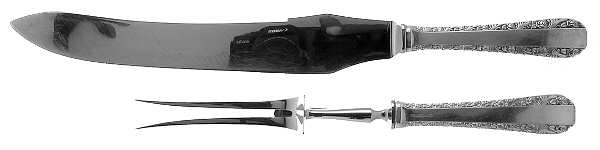 Rose Bower (Sterling, No Monograms) Large 2-Piece Roast Carving Set w/Stainless Blade
