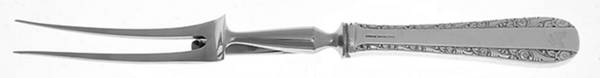 Rose Bower (Sterling, No Monograms) Small Steak Carving Fork with Stainless Prongs