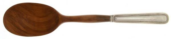 Saxon (Sterling, 1914, No Monograms) Salad Serving Spoon with Wooden Bowl