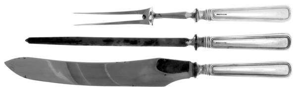 Saxon (Sterling, 1914, No Monograms) Large 3-Piece Roast Carving Set w/ Stainless Blade