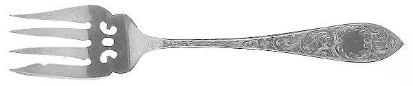 Tudor Scroll (Sterling, 1914, No Monograms) Small Solid Cold Meat Serving Fork