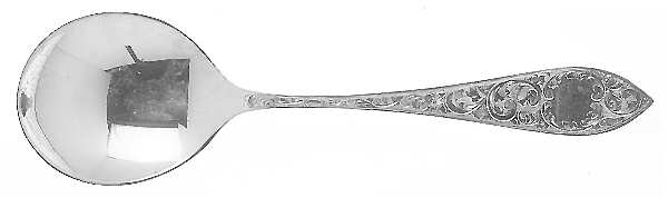 Tudor Scroll (Sterling, 1914, No Monograms) Round Bowl Soup Spoon (Cream Soup)